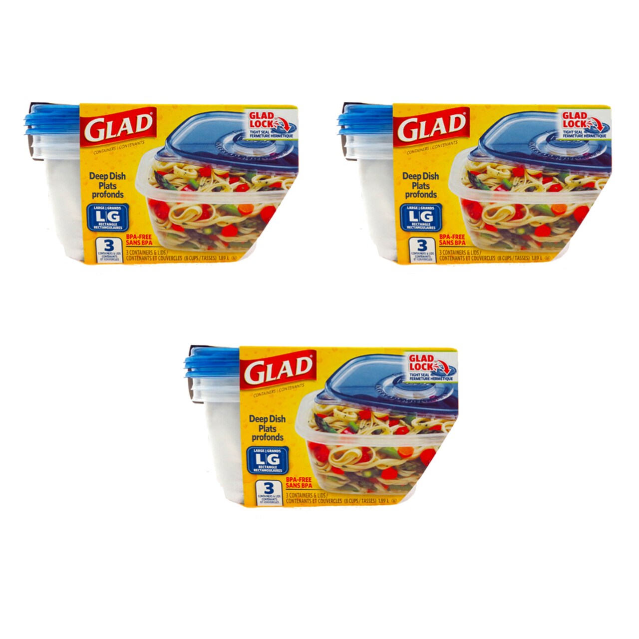 Glad Entree M size, 5 containers (Pack of 3)
